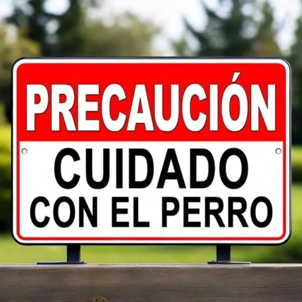 High Definition Custom Metal Wall Art Print Beware of the Dog Spanish Warning Sign Vintage Tin 1005012253731797