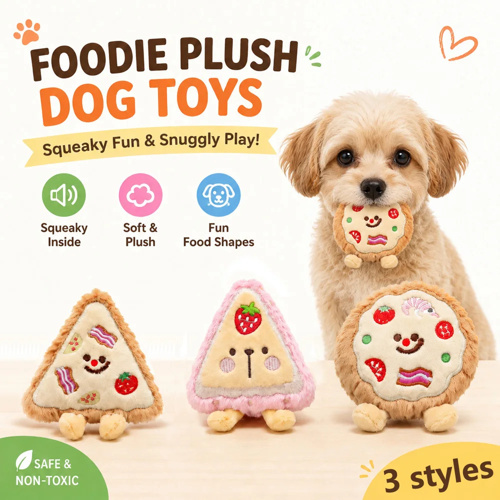 Squeaky Plush Dog Toys Cute Food Shape Soft Chew for Small Dogs Puppies Non-Toxic Interactive Pet 1005012259237872