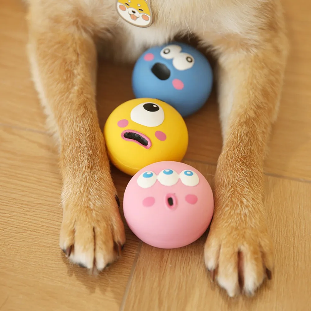 Squeaky Dog Rubber Chew Ball, Bite Resistant Teeth Cleaning Toy 1005012259703017