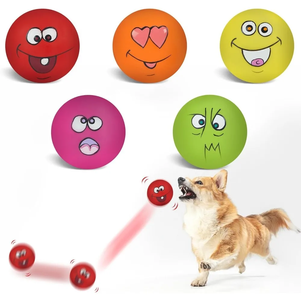 Non-Toxic Squeaky Latex Dog Toys, Cute Emoji Dog Balls (6 Pack) 1005012266582438