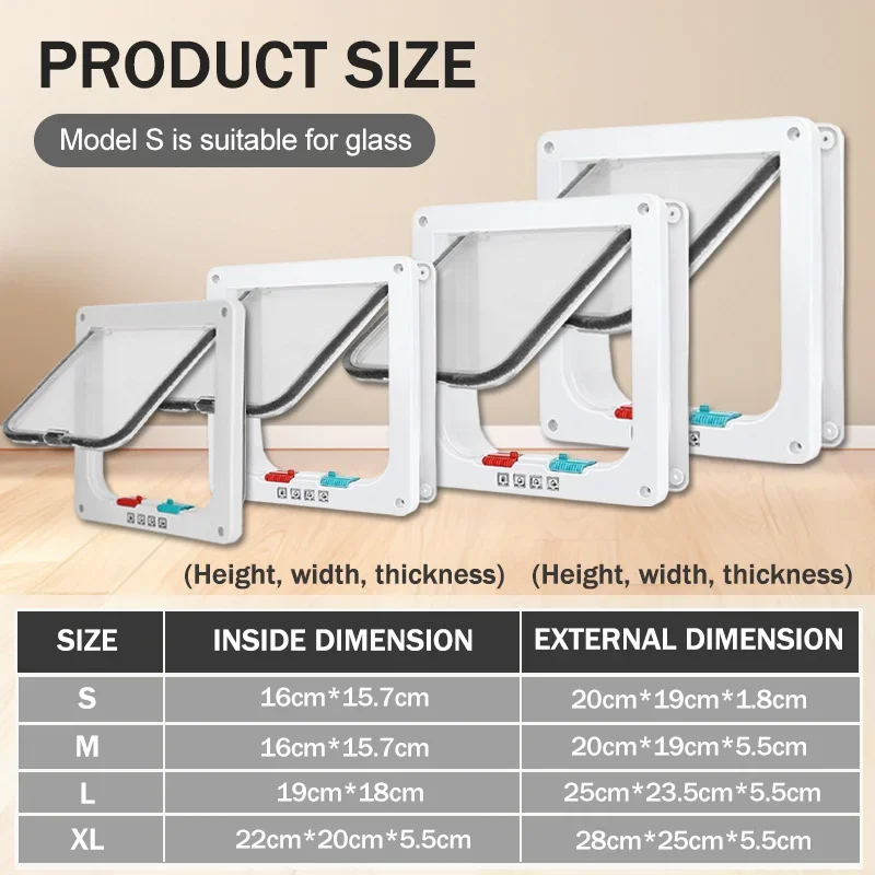 Dog Cat Kitten Flap Puppy Kitten Safety In&out Pet Door with 4 Way Security Lock Door Pet Doors 1005012269940757