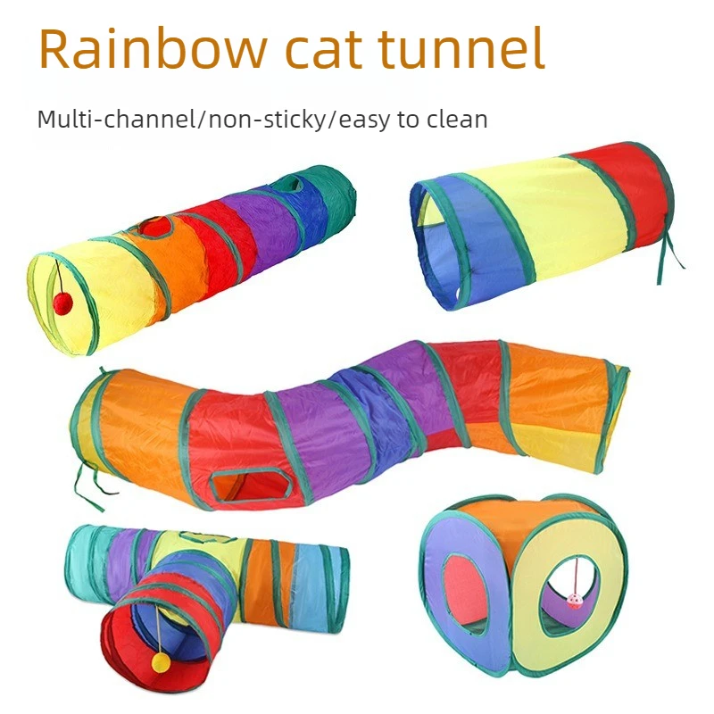 Cat Tunnel Teaser Stick, Kitten Tunnel Toy, Self-Entertaining, Relieves Boredom, Consumes Energy 1005012270383555