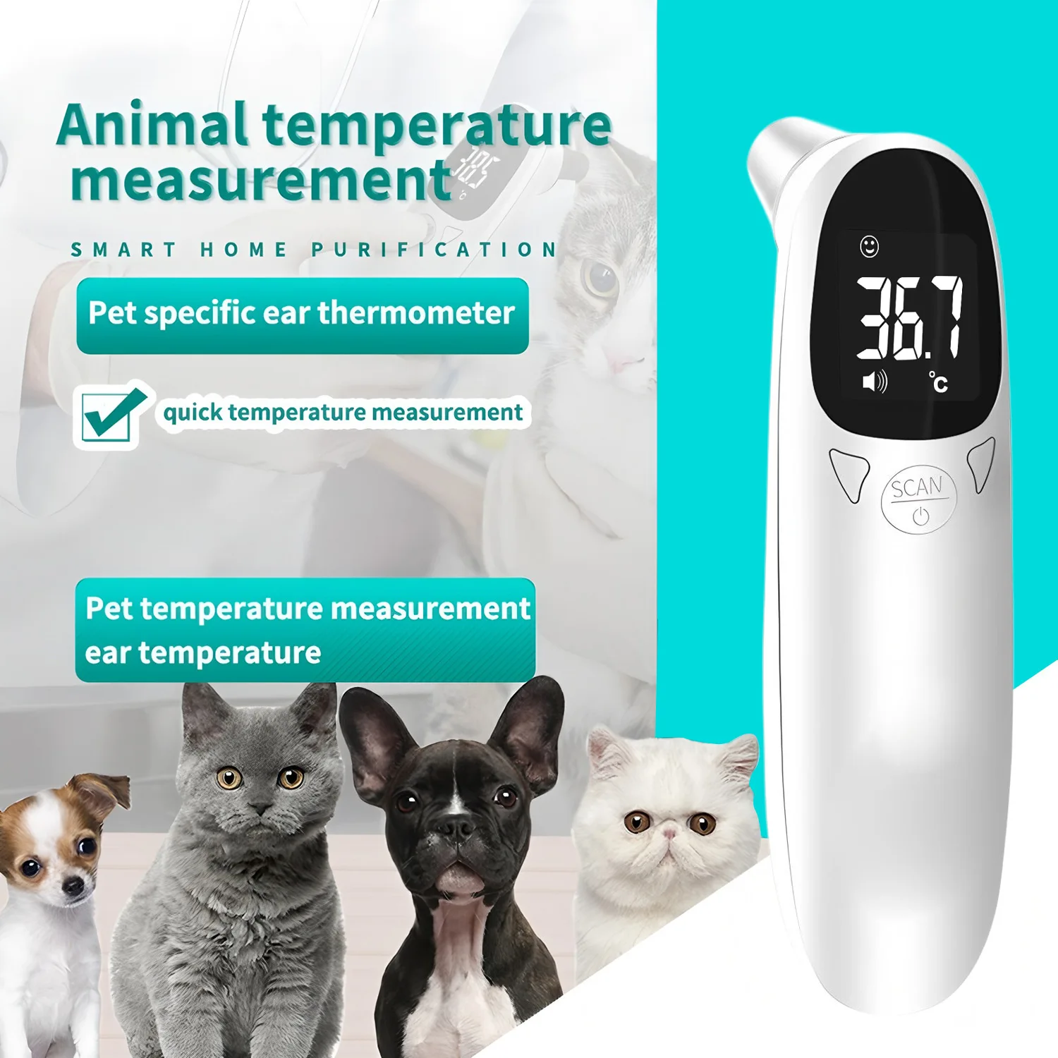 Pet Ear Digital Thermometer Non-Contact Electronic Temperature Measuring Device for Dog Cat Puppy 1005012272838945