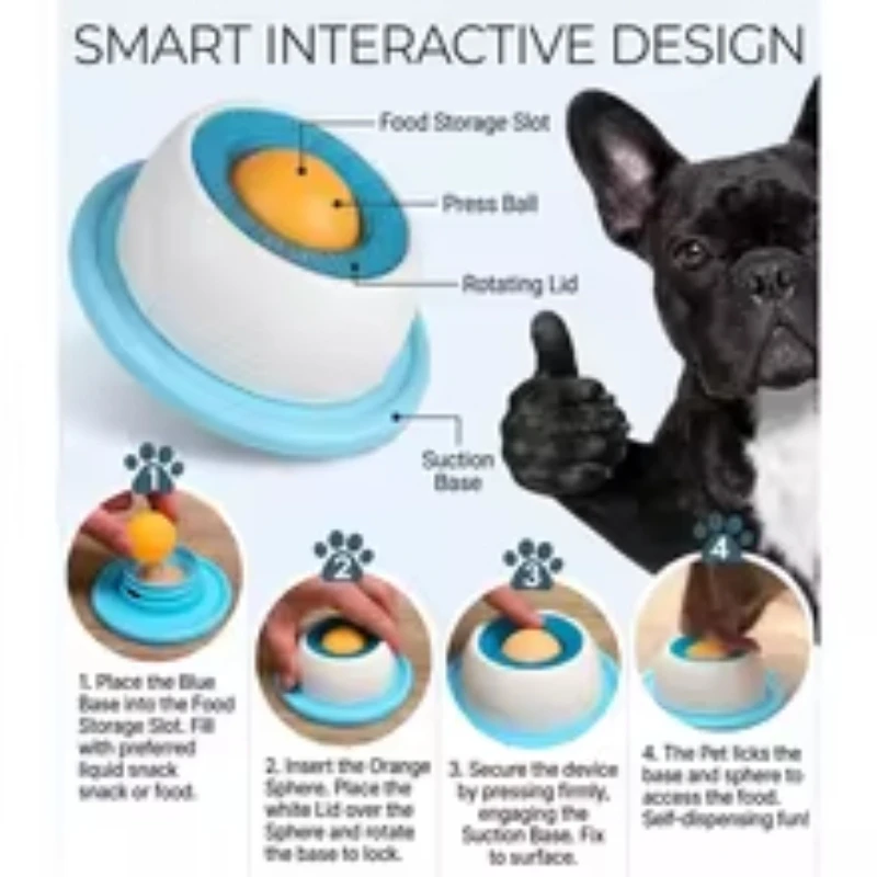 Pet Food Hiding Toy Fun Lick Slow Feeder Dog Bowl Non-Slip Spherical Bone Broth Licking Bowl Treat 1005012273277467