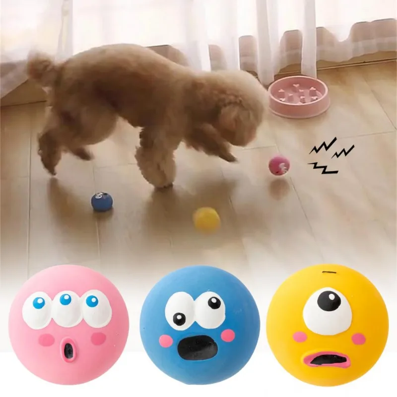 Dog Chew Toy Squeaky Ball Toy Teeth Care Cartoon Big Eye Ball Stress Relief Interactive Trainning 1005012274801318