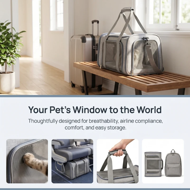 Airline Approved Soft Side Pet Carrier Backpack Portable Handbag Travel Transport Bag for Small 1005012274860125