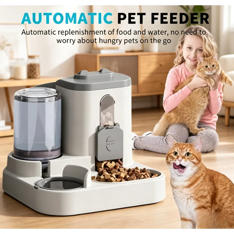 Automatic Cat Bowl Feeder with Water Fountain 1005012277255728