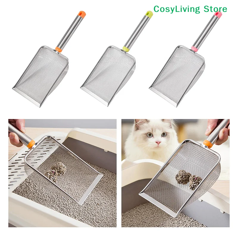 Stainless Steel Fine Mesh Cat Litter Scoop Easy to Clean Non-Stick Shovel for Reptiles Sand 1005012277555625