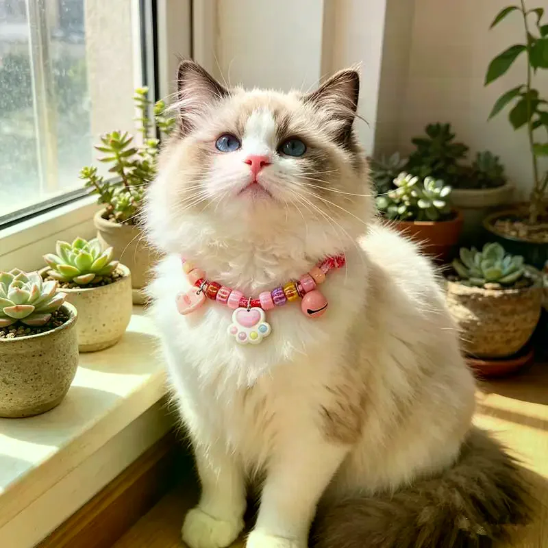 Cute Adjustable Braided Pet Necklace – Colorful Cat Collar with Bells for Costume & Jewelry 1005012278327134