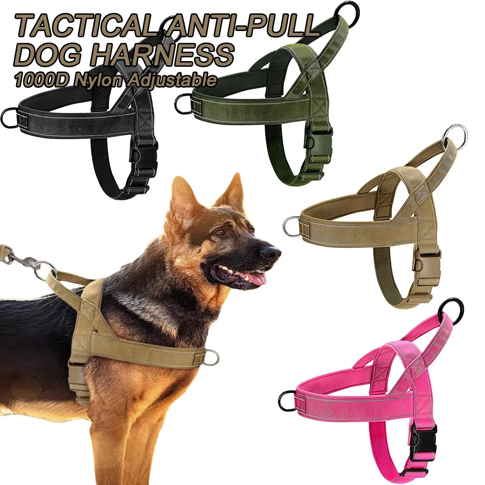 Tactical Anti-Pull Dog Harness, 1000D Nylon Adjustable for Large Dogs 1005012280172377