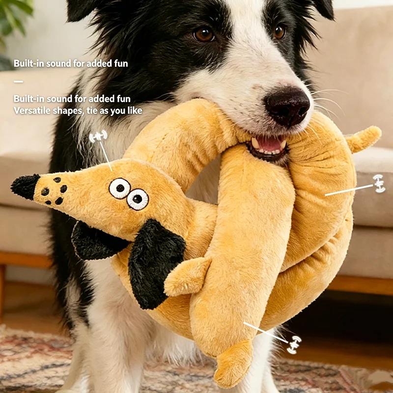Sausage Dog Plush Toy Squeaky Dachshund Stuffed Doll Soft Long Puppy Interactive Chew Toy for Pet 1005012280300110