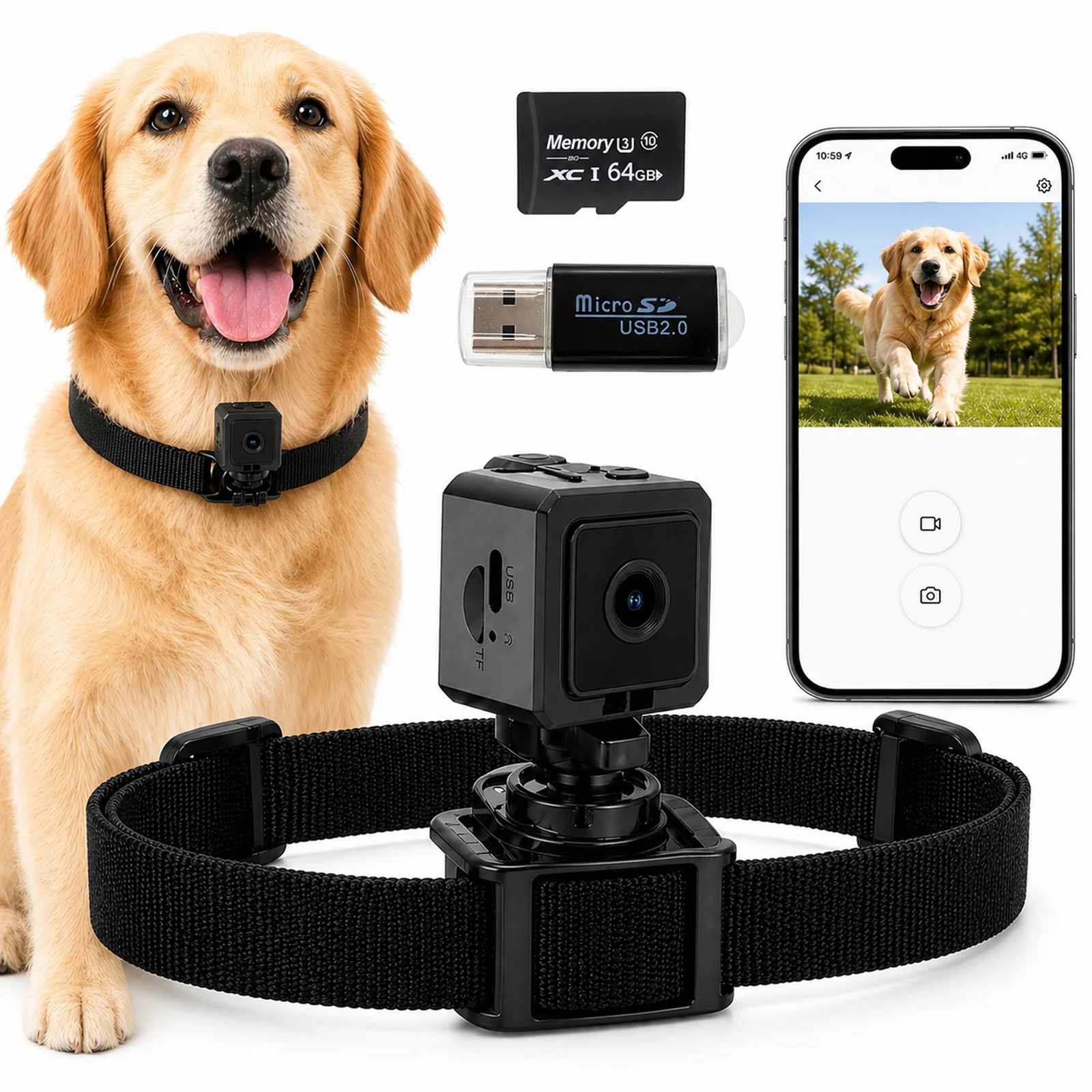 Pet Camera Collar with 64gb Sd Card 1080P HD Pet POV Camera 1005012281895471