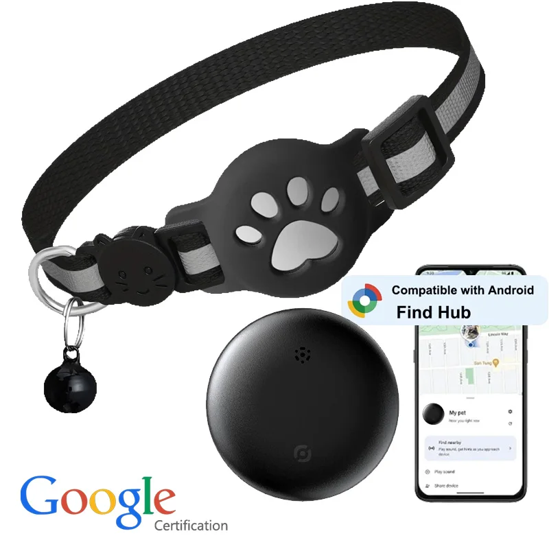 Bluetooth GPS Tracker Work with Google Find My Android Only Waterproof Smart Tag Adjustable Collar 1005012283891407