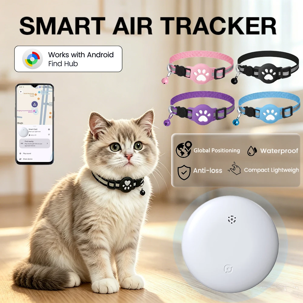 Cat Smart Tracking Collar Lightweight Waterproof Adjustable Works with Google Find Hub Bluetooth 1005012284303434