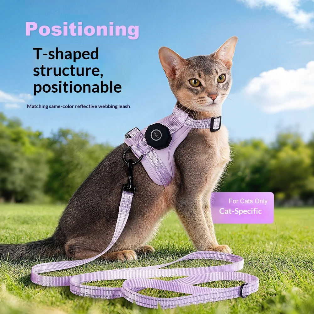Cat Harness and Leash Set Escape-Proof Reflective Cat Vest with Airtag Holder Lightweight 1005012285012765