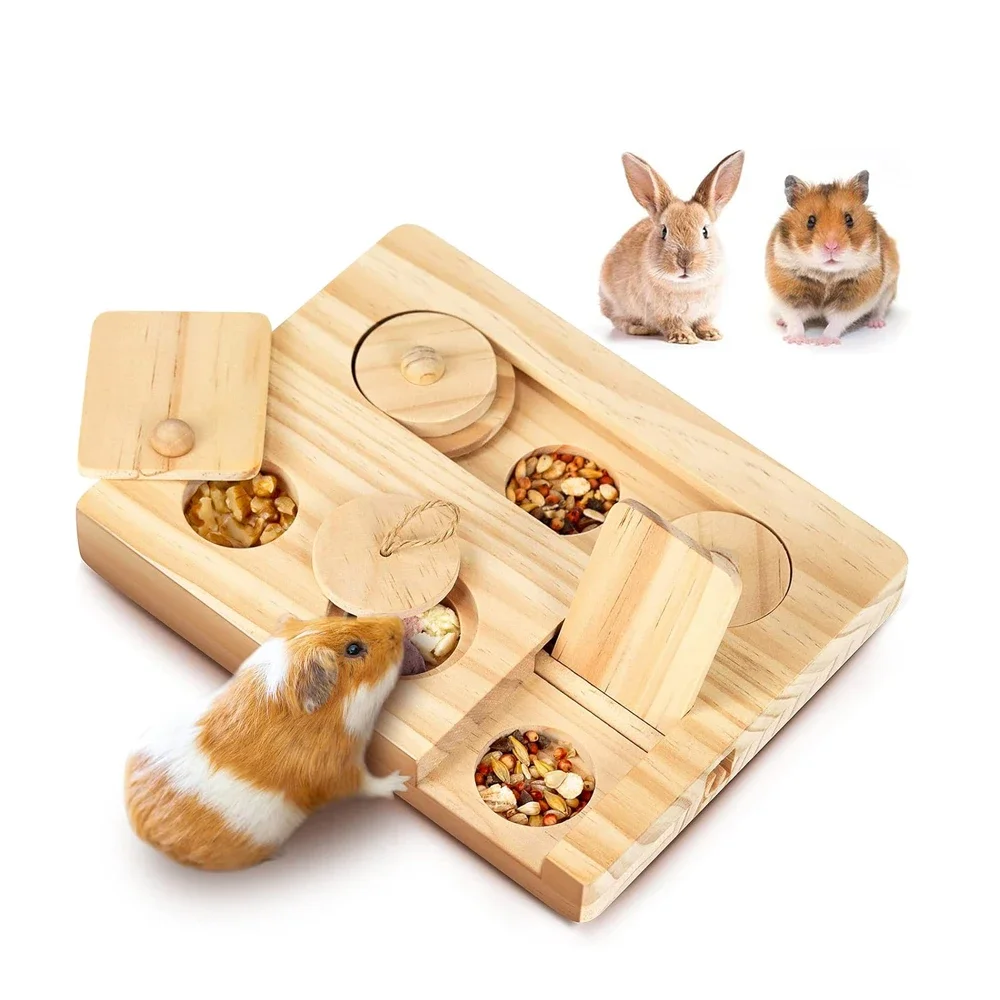 Guinea Pig Foraging Toys 6 in 1 Hamsters Wooden Interactive Toys Treat Dispenser for Rabbits 1005012287888511