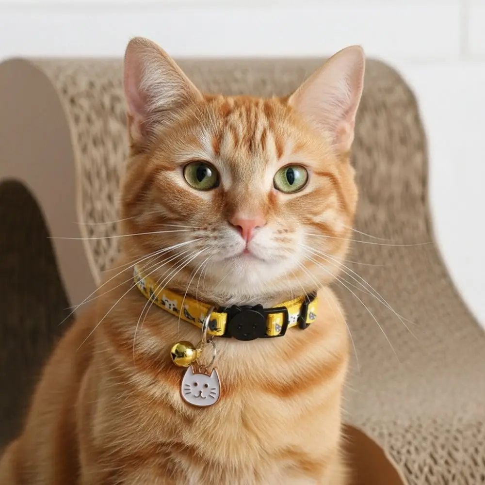 Adjustable Pet Cat Collar Safety Buckle Quick Release Anti-Choking Puppy with Face Pendant Bell 1005012288889344