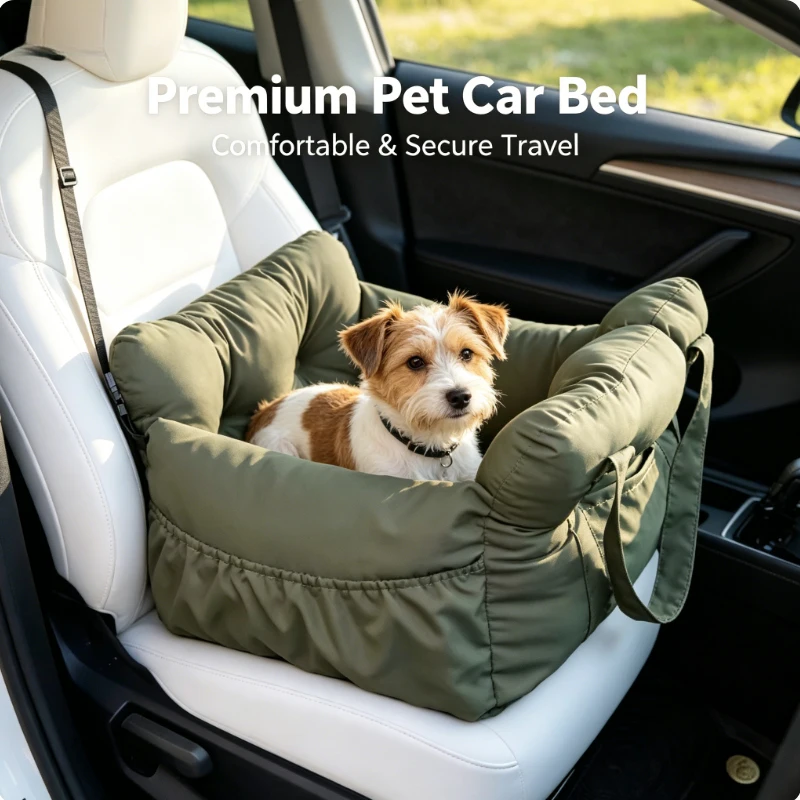 Dog Car Seat for Small Dogs Cats Washable Non-Slip Pet Booster Bed with Safety Belt Travel 1005012289636517