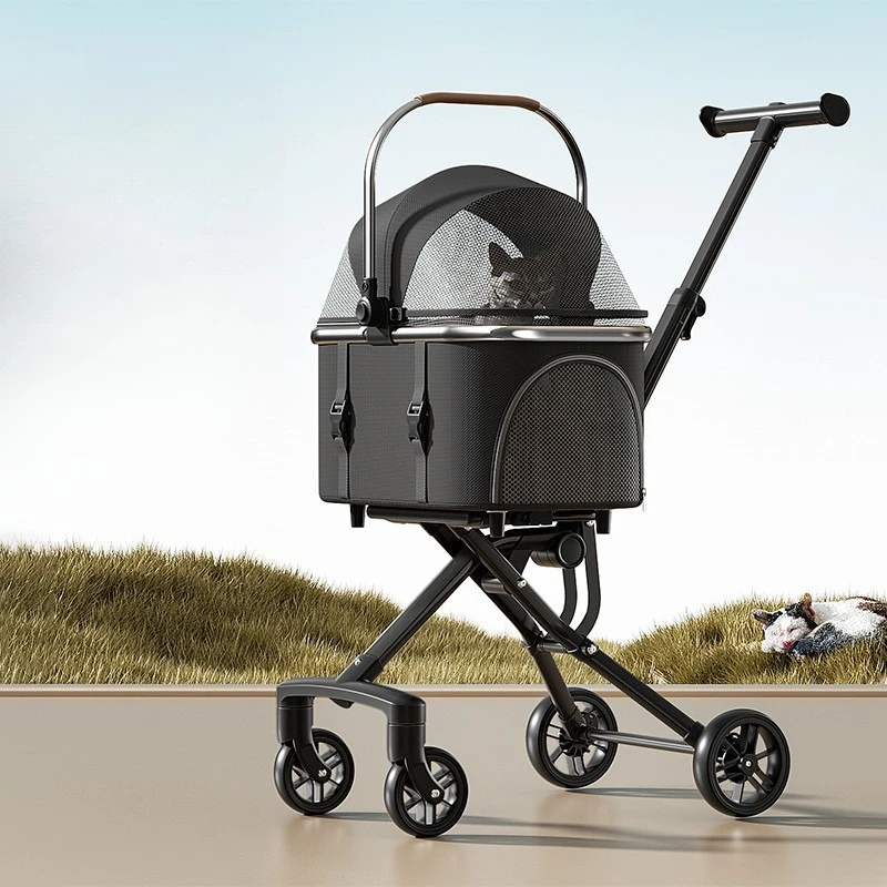 Pet Stroller with Detachable Carrier 360 Swivel Wheels Aluminum Alloy Frame and Breathable Foldable 1005012290969527