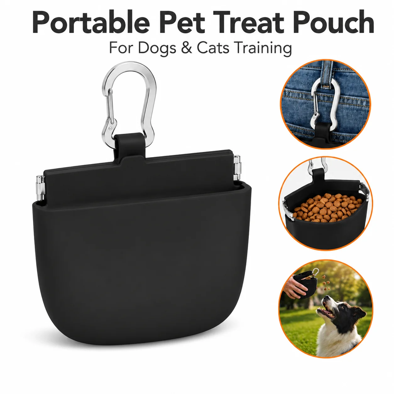 Pet Training Waist Bag Silicone Dog Treat Pouch with Hook Auto-Closing Washable Snacks Seal Pockets 1005012291226525