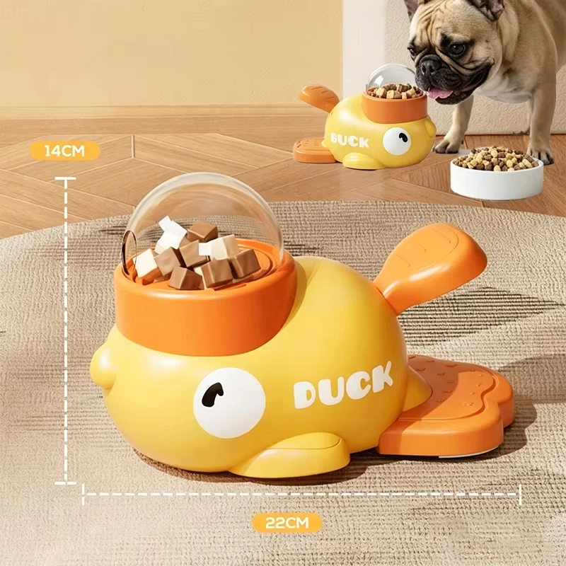 Interactive Duck Shaped Dog Slow Feeder Washable Automatic Dog Feeder Toy with 3 Food Outlet Size 1005012292953452