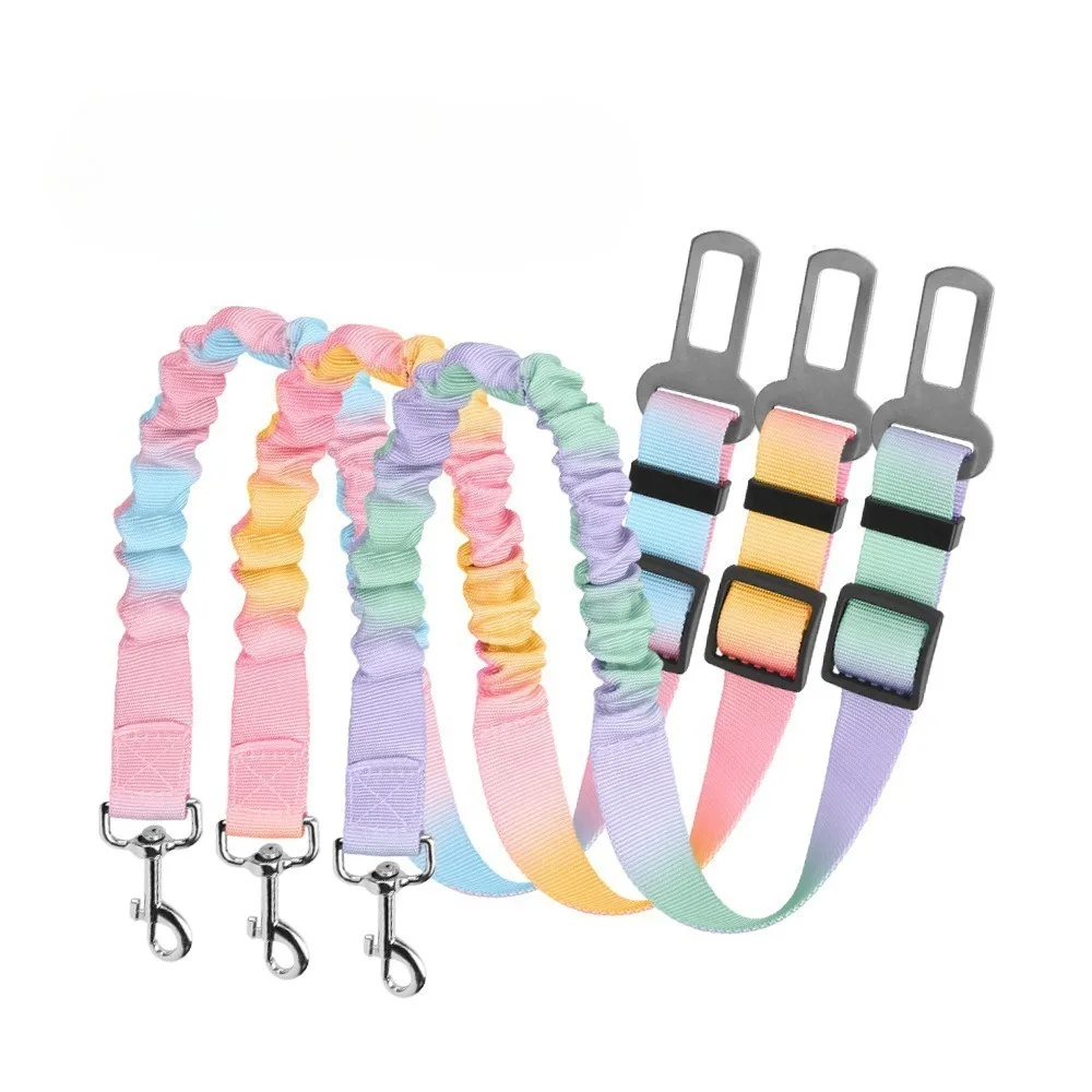 Dog Seat Belt Car Safety Buckle Telescopic Safe Gradient Tie Dye Small Medium Large Pet Towing (1pcs) 1005012293074436