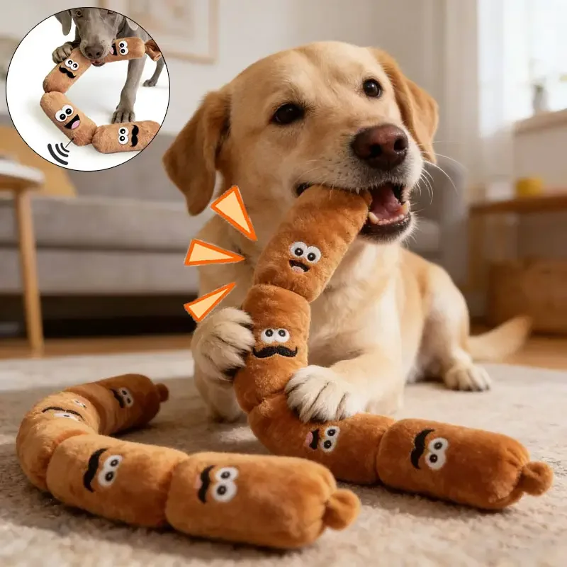 Dog Plush Chew Toy Teeth Cleaning Simulated Sausage Squeak with BB Sound Durable Puppy Toy (1Pc) 1005012294669268