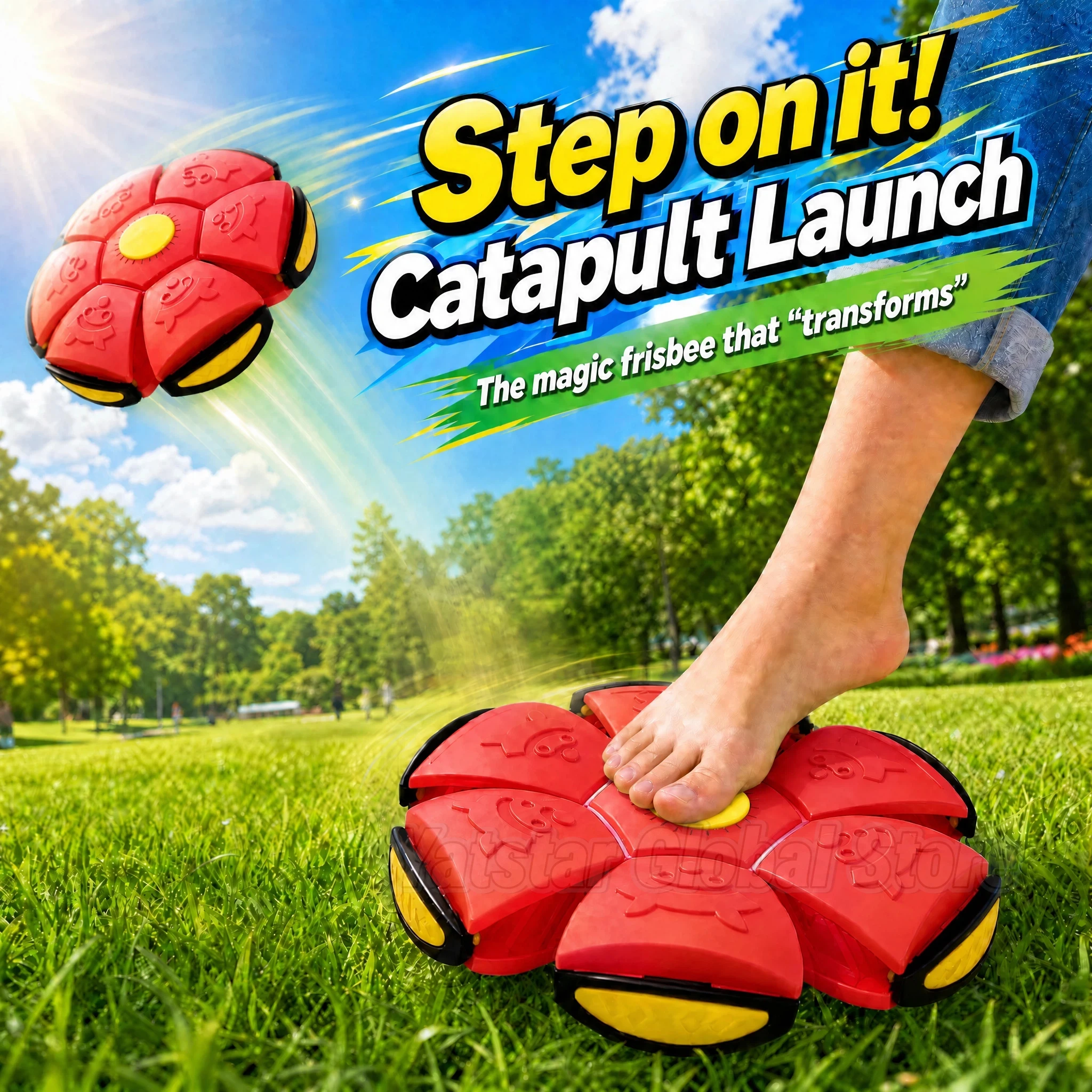 New Durable Elastic Flying Saucer Bouncing Ball Fun Interactive Outdoor Exercise Fetch Dog 1005012296959490