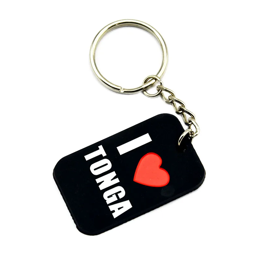 I Love Tonga Silicone Dog Tag Key Ring Unisex Keychain for Bag Charm Black (25 Pcs) 1005012300079031