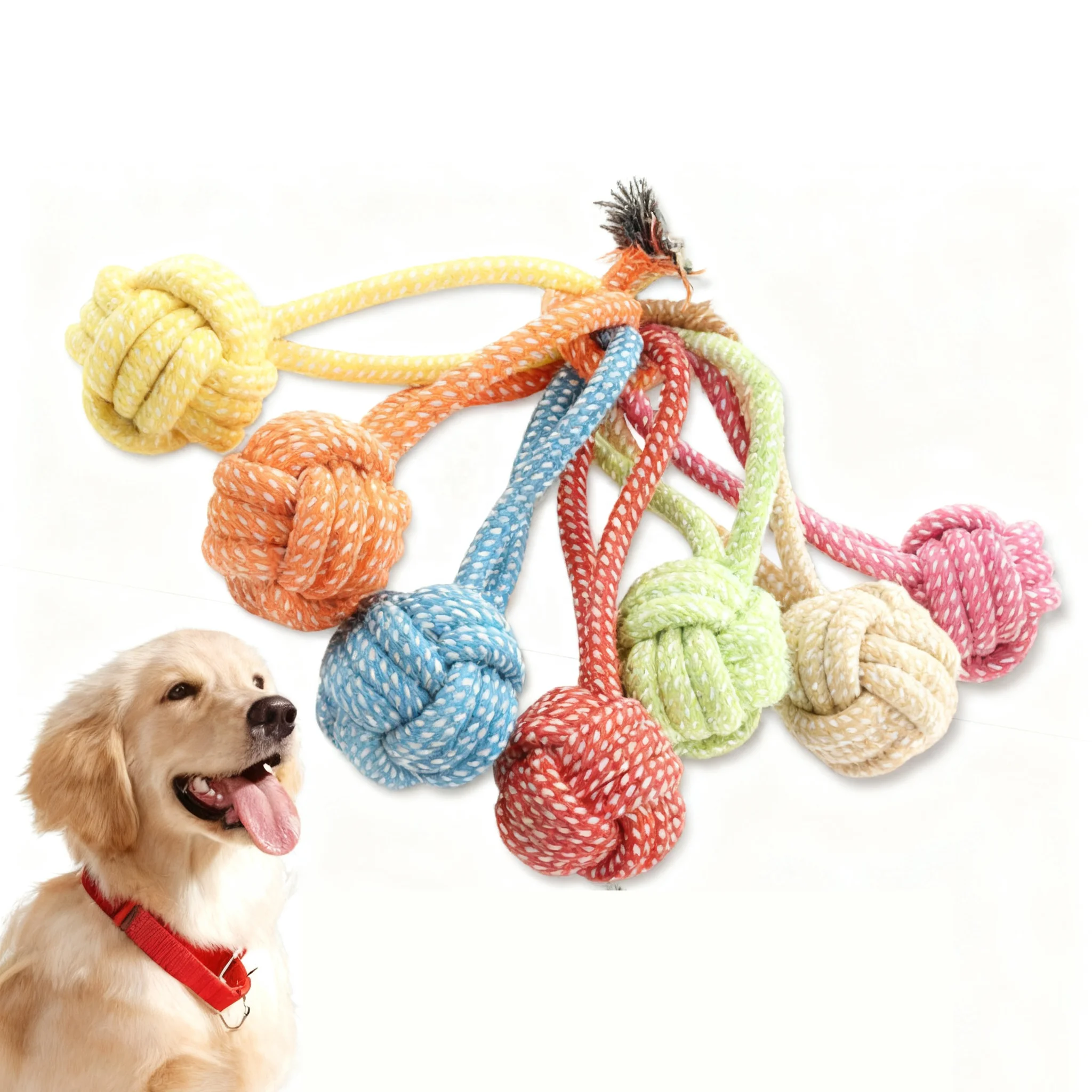 New Eco-Friendly Durable Single Loop Hand-Drawn Rope Braided Elastic Chew Toy Cotton Rope Pet Toy 1005012301771731