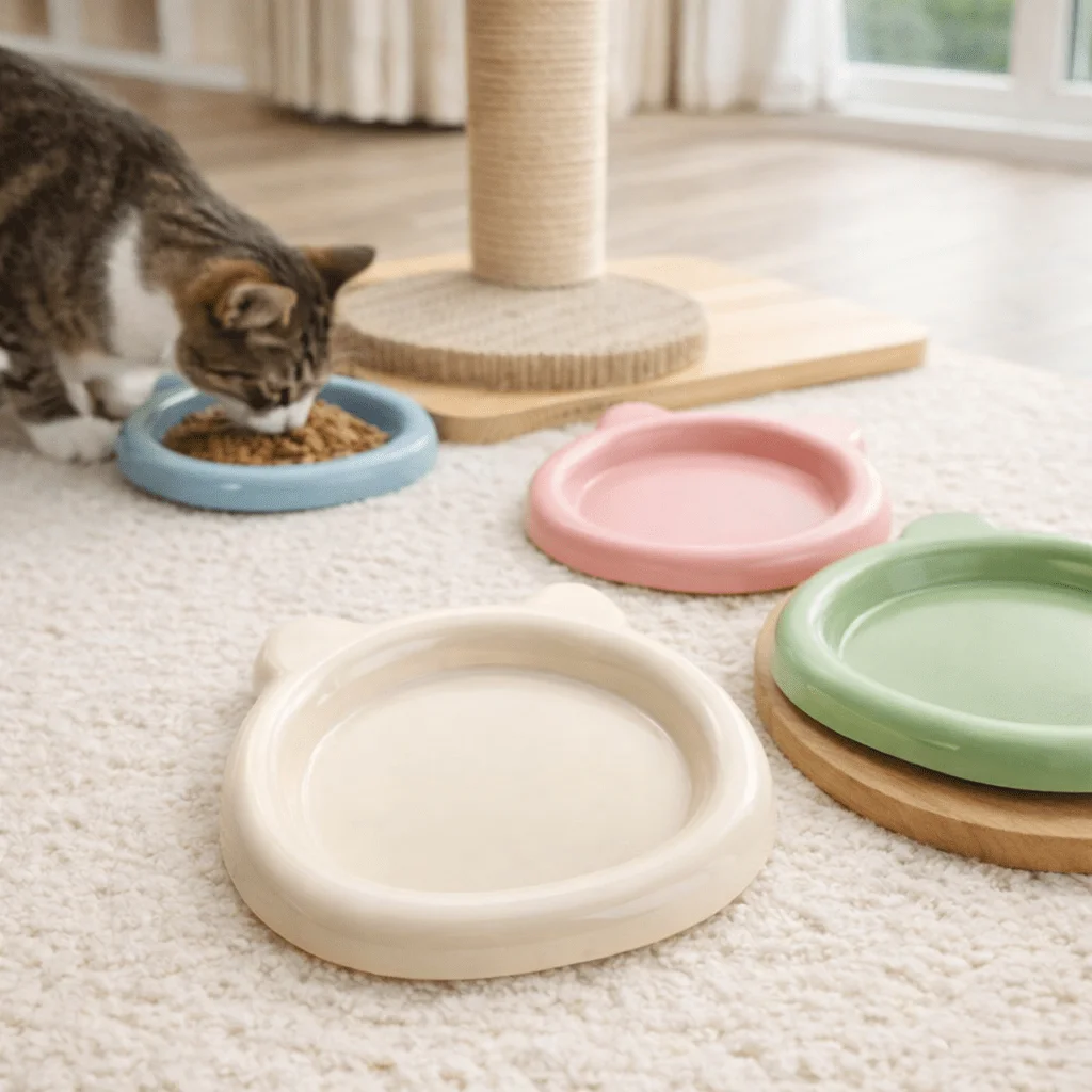 Set: Shallow Cat Food Bowls, Anti-Whisker Fatigue Pet Bowls (2pcs) 1005012307810123