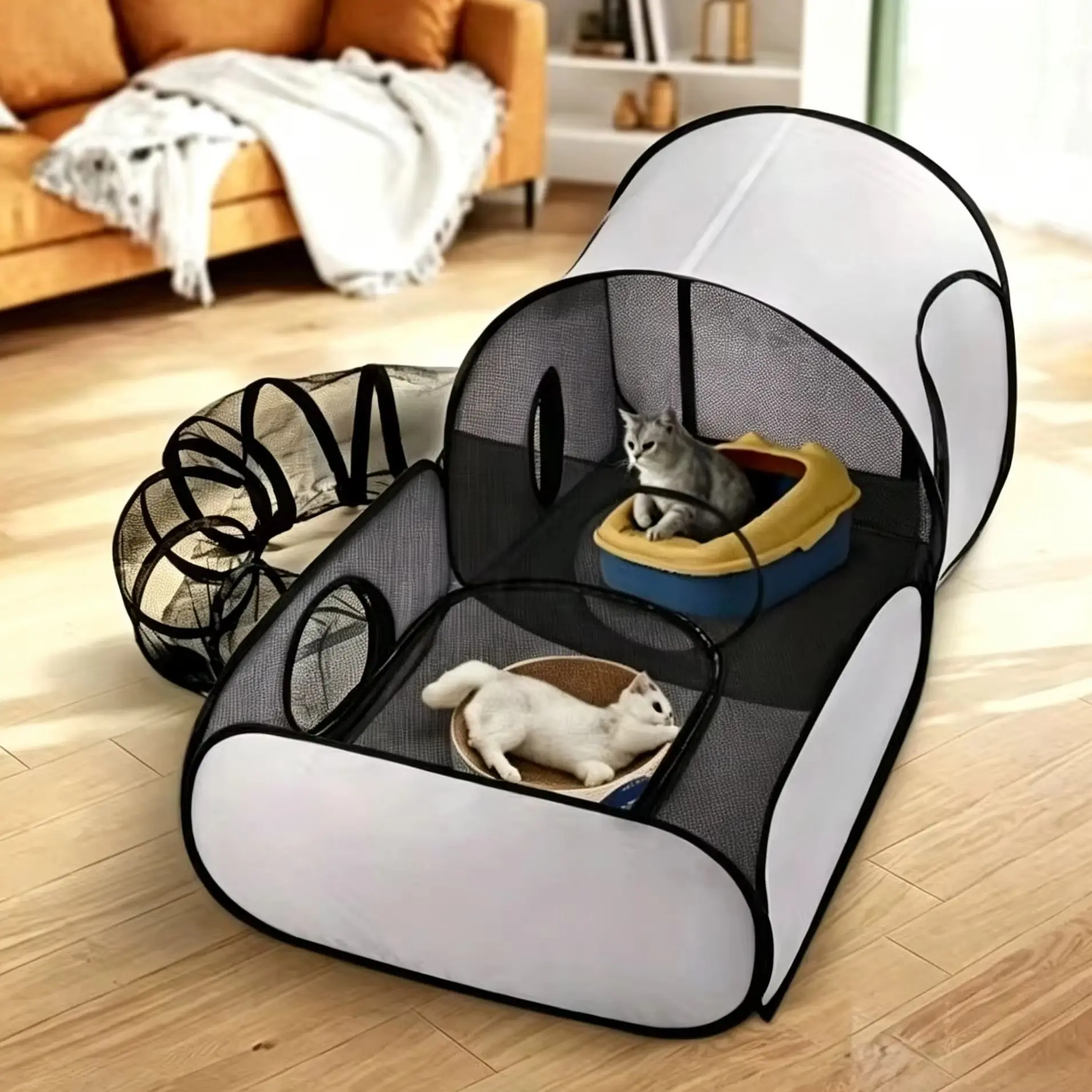Foldable Cat Tent with Tunnel 1005012309821163