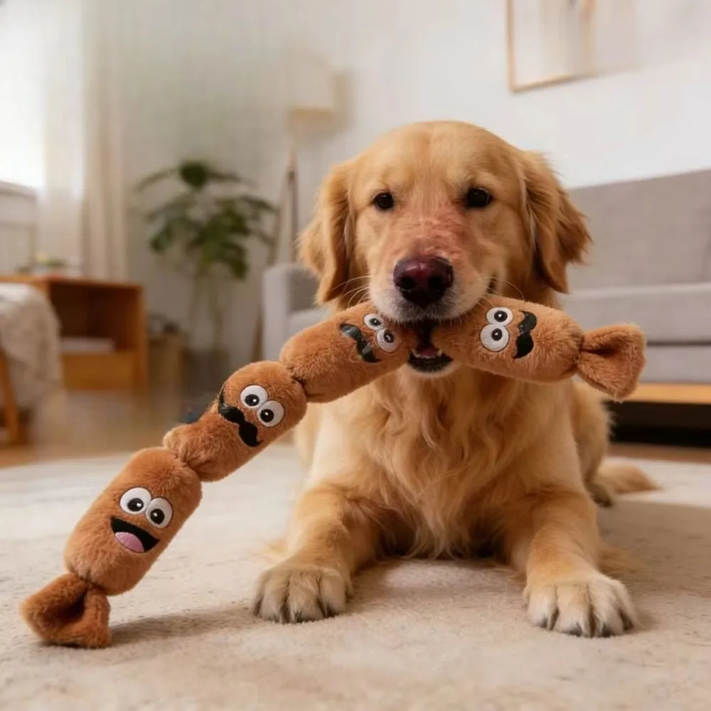 Dog Plush Chew Toy Teeth Cleaning Simulated Sausage Squeak with BB Sound Durable Puppy Toy 1005012310387446