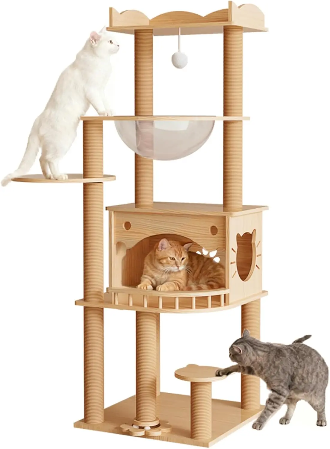 Solid Pine Wood Cat Tree for Indoor Cats 1005012310429635