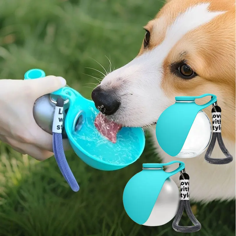 Dog Portable Water Bottle 285ML with Silicone Bowl 2-In-1 Pet Dog Outdoor Activities Drinking Bowl 1005012310837573