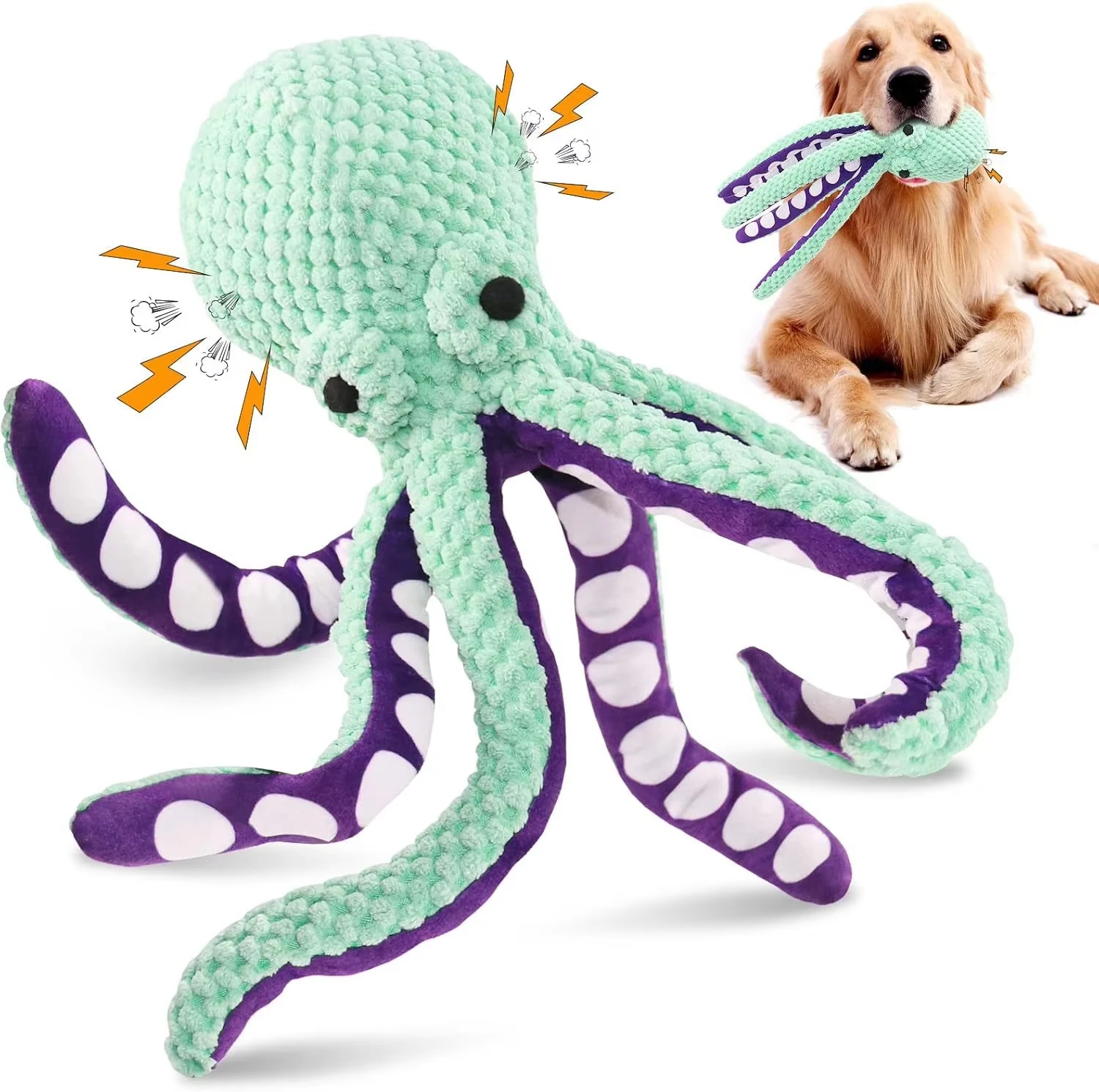 Large Squeaky Octopus Plush Dog Toy, Soft Durable Fabric Chew Toy for Dogs 1005012310847998