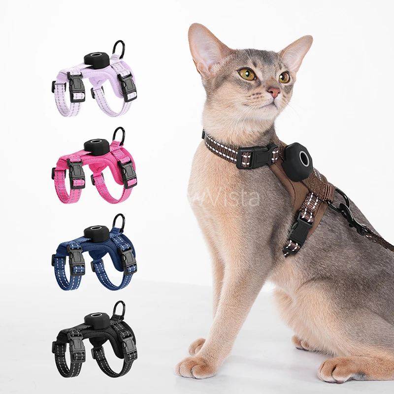 Escape-Proof Cat Harness with Airtag Holder Lightweight Reflective Adjustable Kitten Vest Harness 1005012311523884