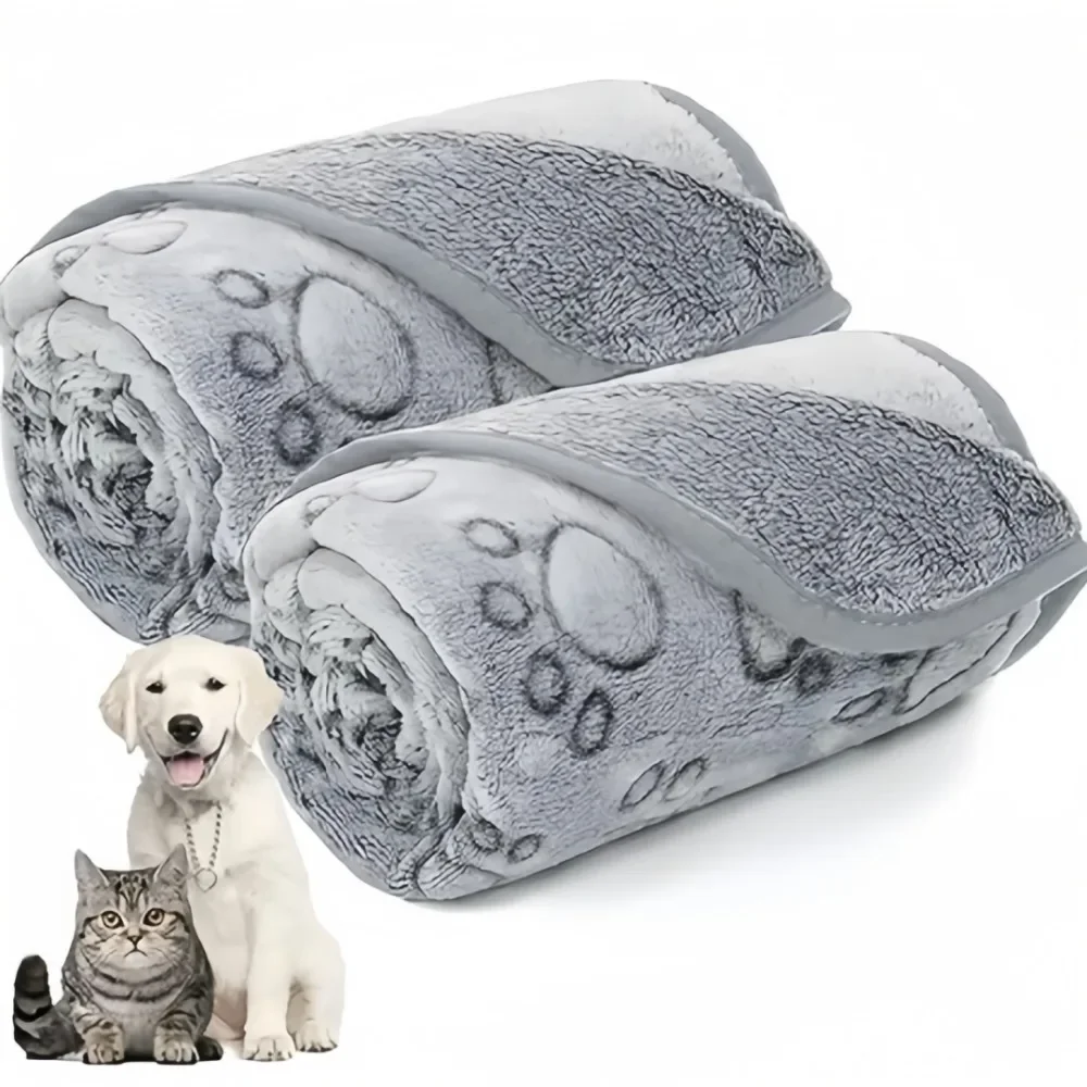 Soft Fluffy Pet Plush Blanket Cute Cartoon Paw Print Design Pattern Pet Mat Warm Comfortable 1005012312325996