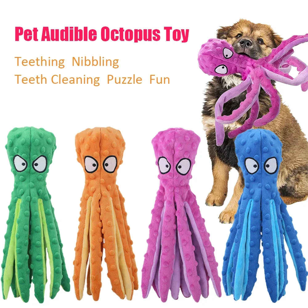 Dog Squeaky Toys Octopus No Stuffing Crinkleplush Dog Toys for Puppy Teething Durable Interactive 1005012316102158