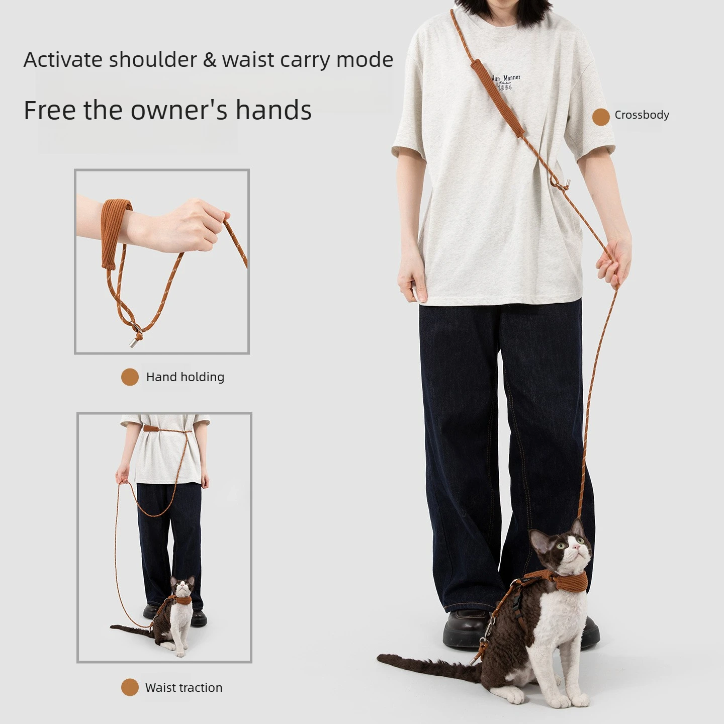 Hands-Free Cat Harness & Leash Set, Lightweight Escape Proof with Corduroy Slider 1005012316620297