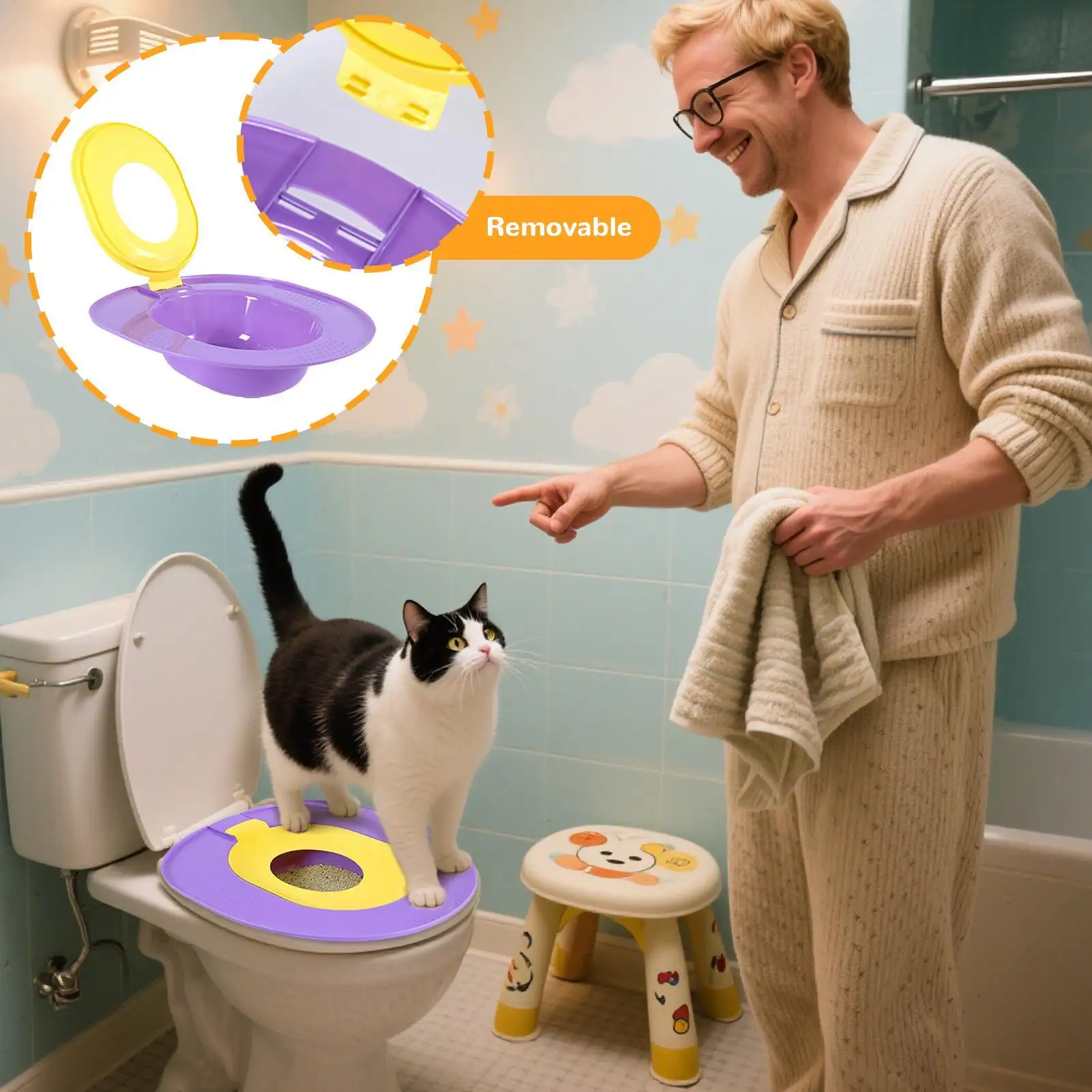 Cat Toilet Training Kit Reusable Rinal Seat Potty Pet Potty Stable Support Training Easy to Clean 1005012318017725