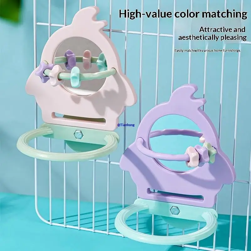 PP Parrot Stand Toy with Mirror Grinding Teeth Climbing Pole Bird Boredom Reliever Interactive (1PC) 1005012320029427