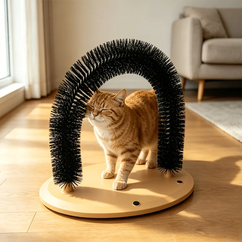 Cat Self Groomer Arch Brush Massager with Base Pet Scratching Grooming Toy Hair Removal for Indoor 1005012325572232