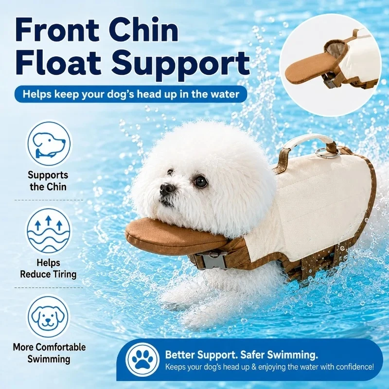 Dog Life Jacket with Rescue Handle, Pet Swimming Vest with Chin Float 1005012328174684