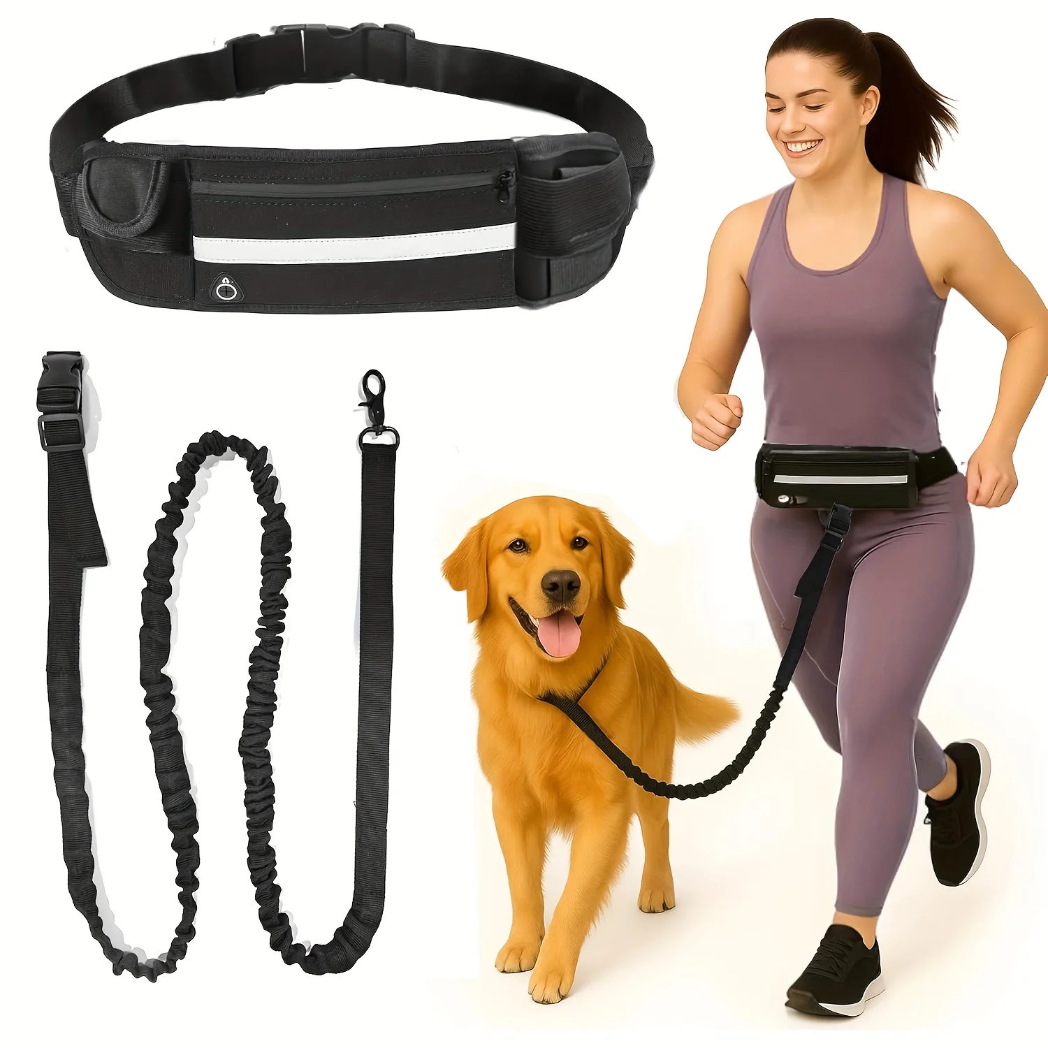 Hand Free Dog Leash for Pet Walking Running Jogging Adjustable Waist Belt Chest Strap 1005012330387358
