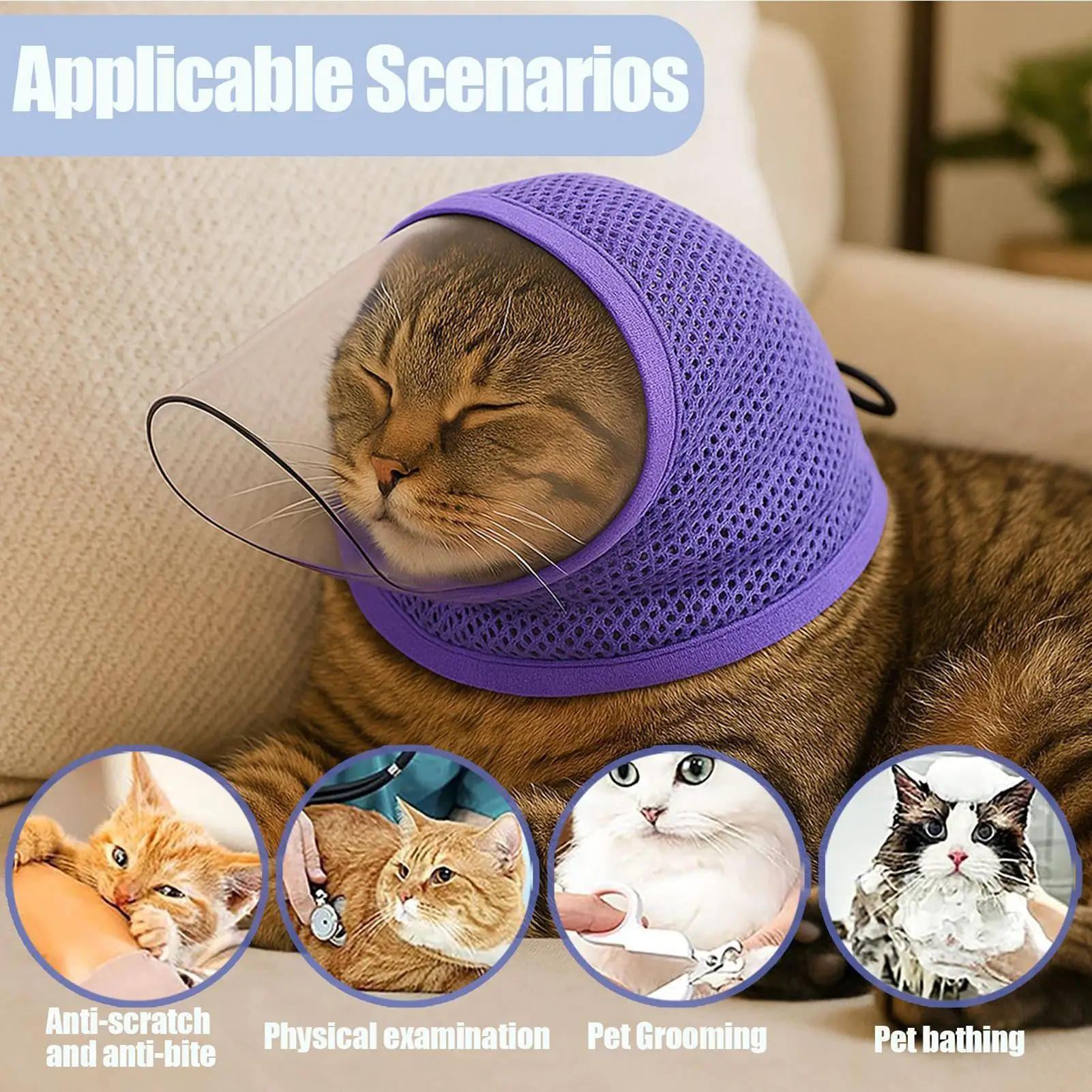 Pet Muzzle Cat Adjustable Drawstring Mouth Cover Prevent Biting Accidental Ingestion Mesh 1005012333919423