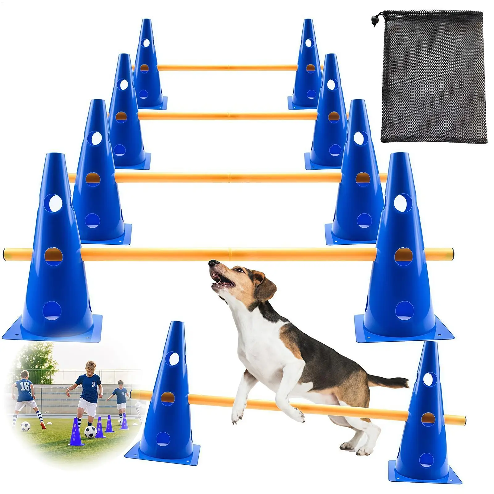 Dog Agility Course Backyard Set Hurdle Cones Obstacle Exercise Equipment Adjustable Training Kit 1005012335209355