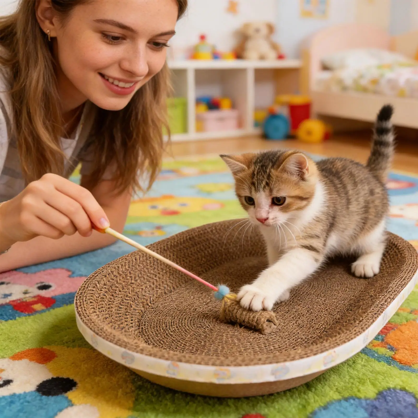 Cat Scratcher Bed Pet Couch Big Cat Scratch Pad Funny Corrugated Oval Furniture Protector 1005012340695351