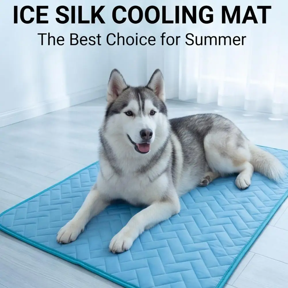 Summer Ice Silk Dog Cooling Mat Breathable Pet Cushion Washable Dog Cat Sleeping Bed Blanket Pad 1005012345439379