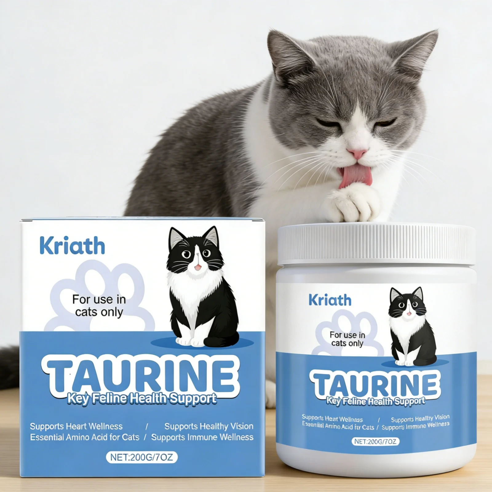 Kriath Taurine Powder for Cats Boost Immunity Healthy Vision Support Daily Nutrition Pet Supplement 1005012345564934